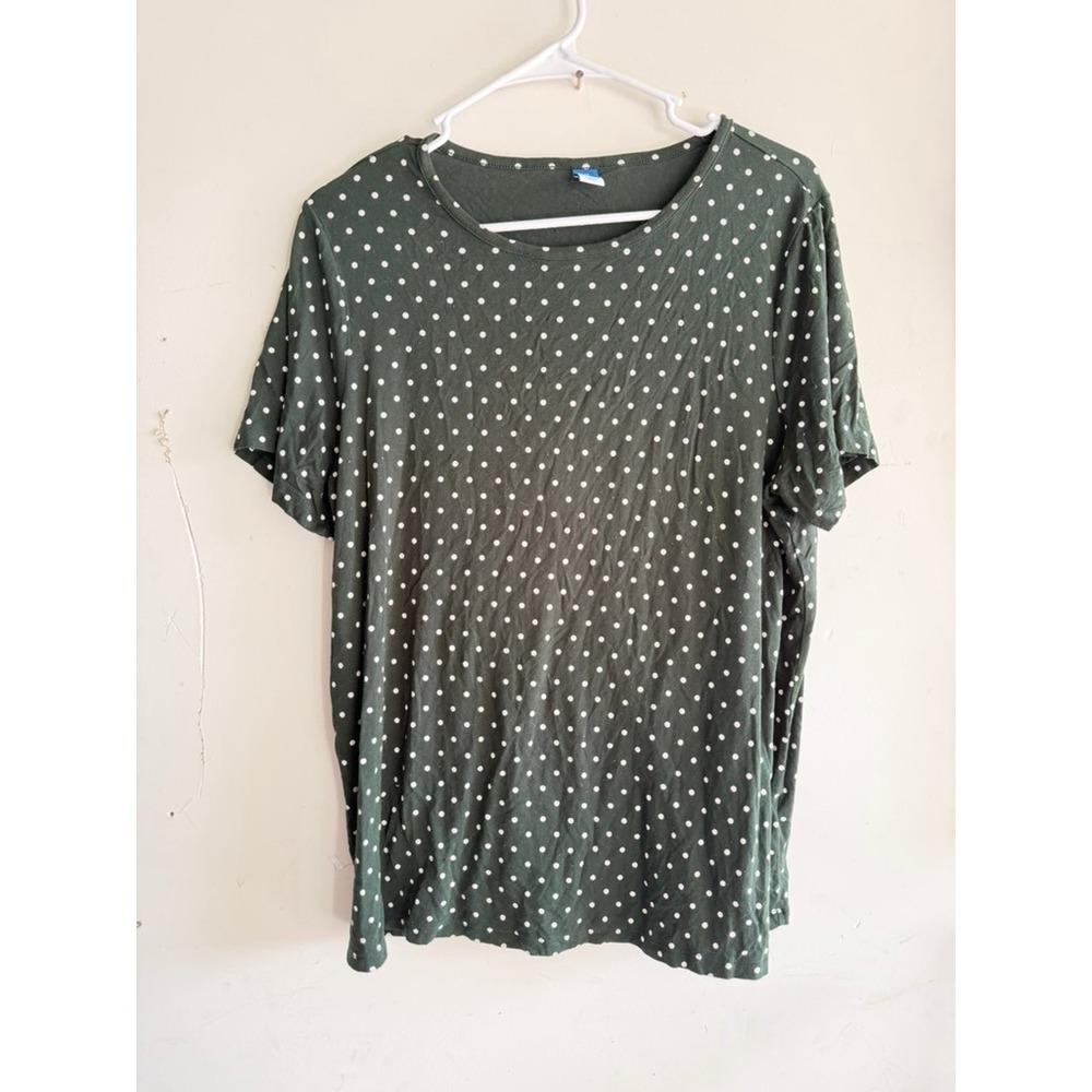 Old Navy Luxe Tee Green Polka Dot Short Sleeve T Shirt Womens Soft Casual Top